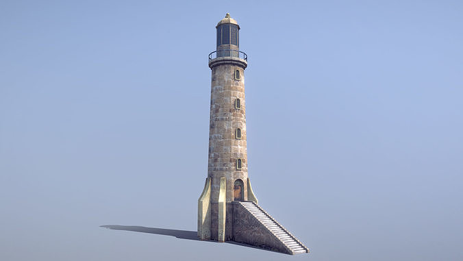 Stone Fort Lighthouse Low-poly 3D model