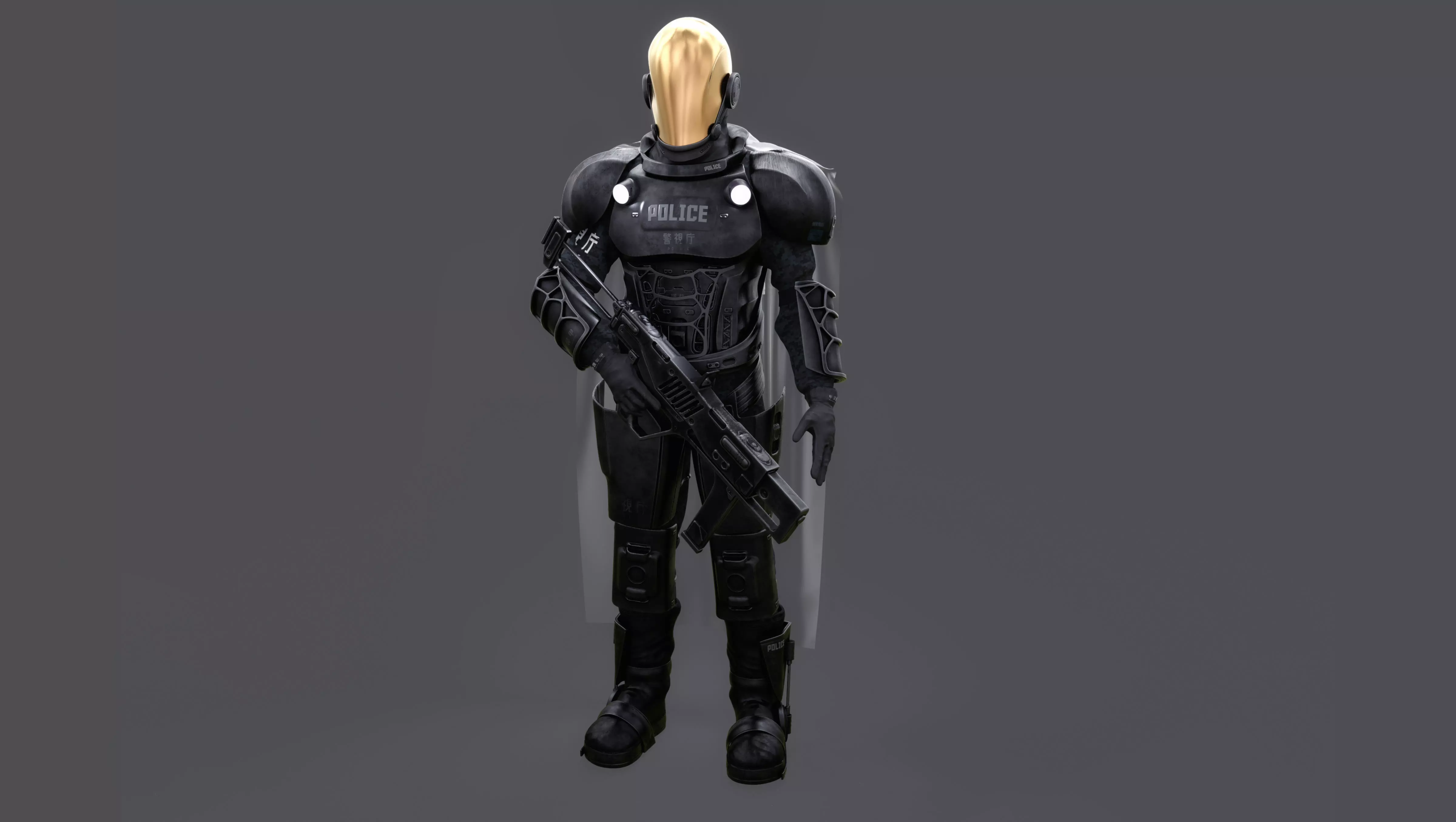 Futuristic Cyberpunk Police Enforcer 3D model_0