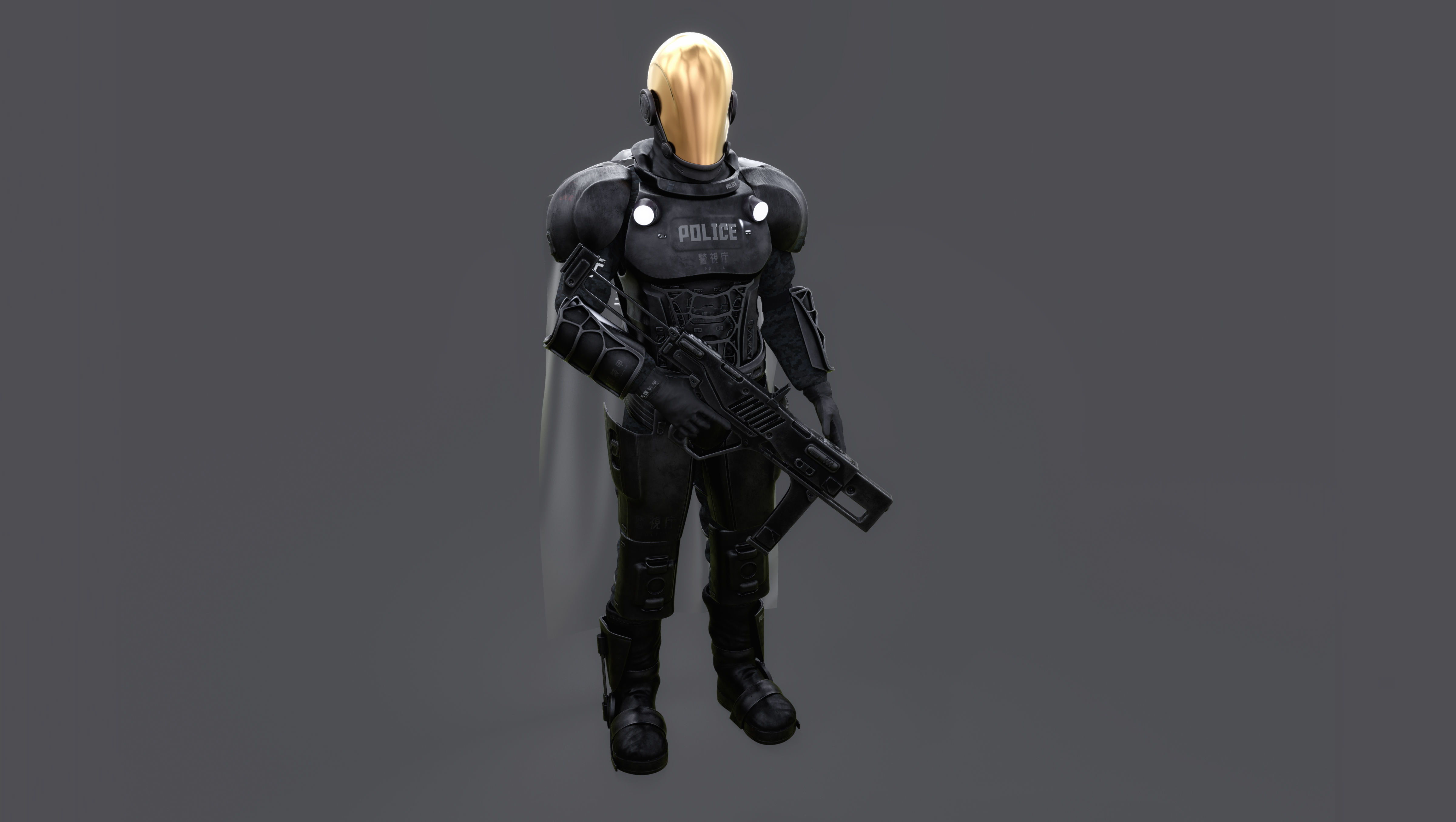 Futuristic Cyberpunk Police Enforcer 3D model_4