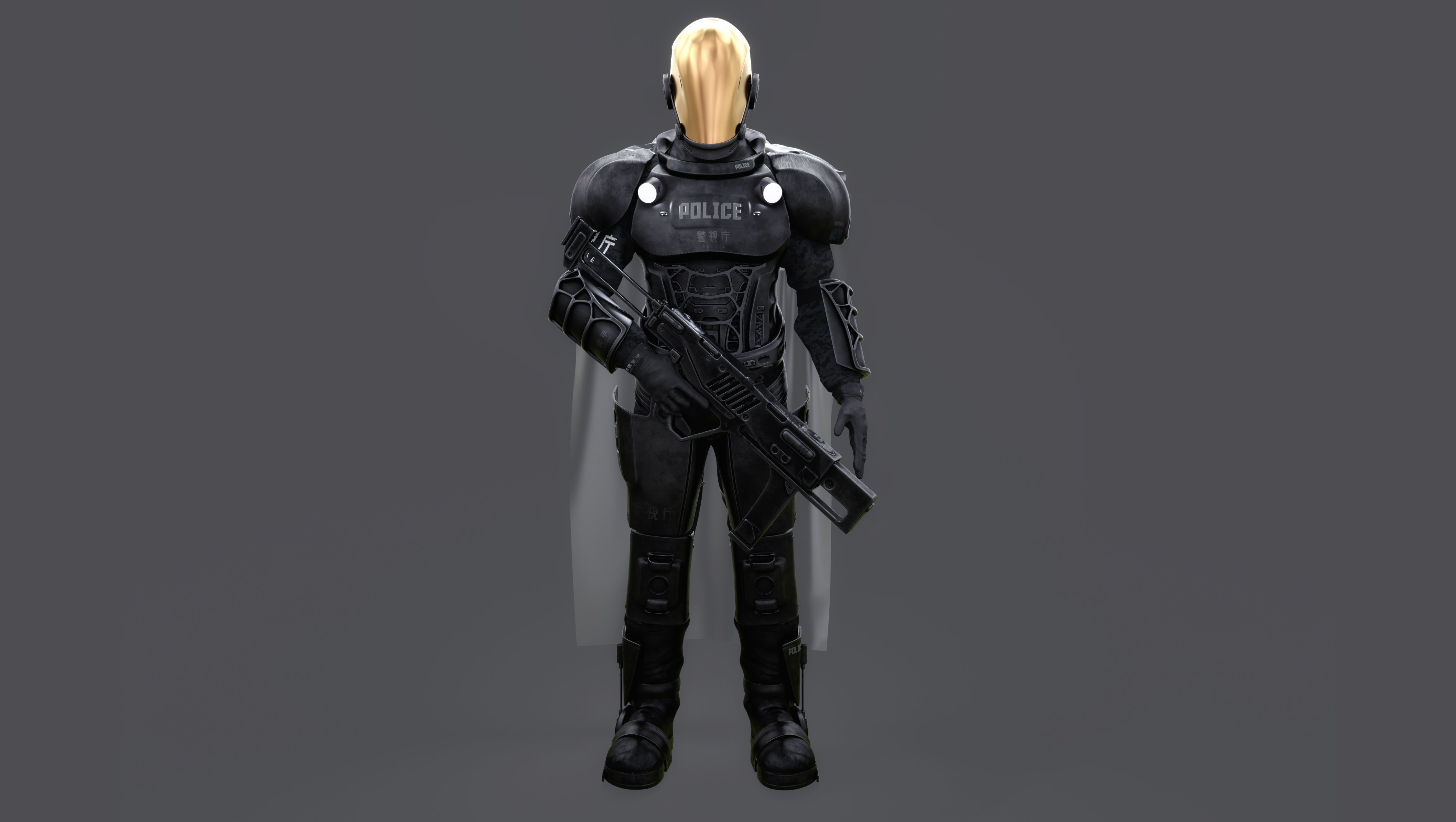 Futuristic Cyberpunk Police Enforcer 3D model_5