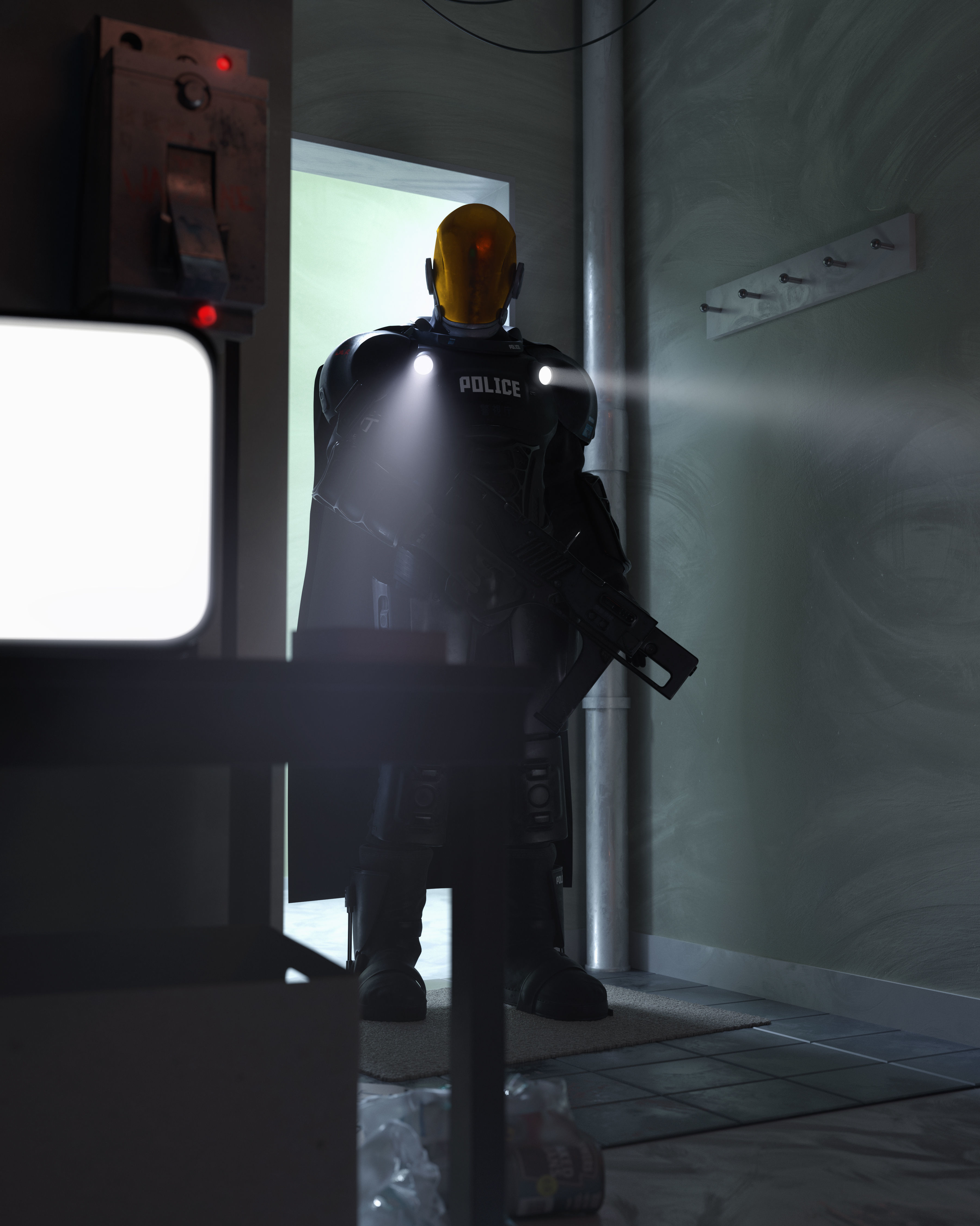 Futuristic Cyberpunk Police Enforcer 3D model_6