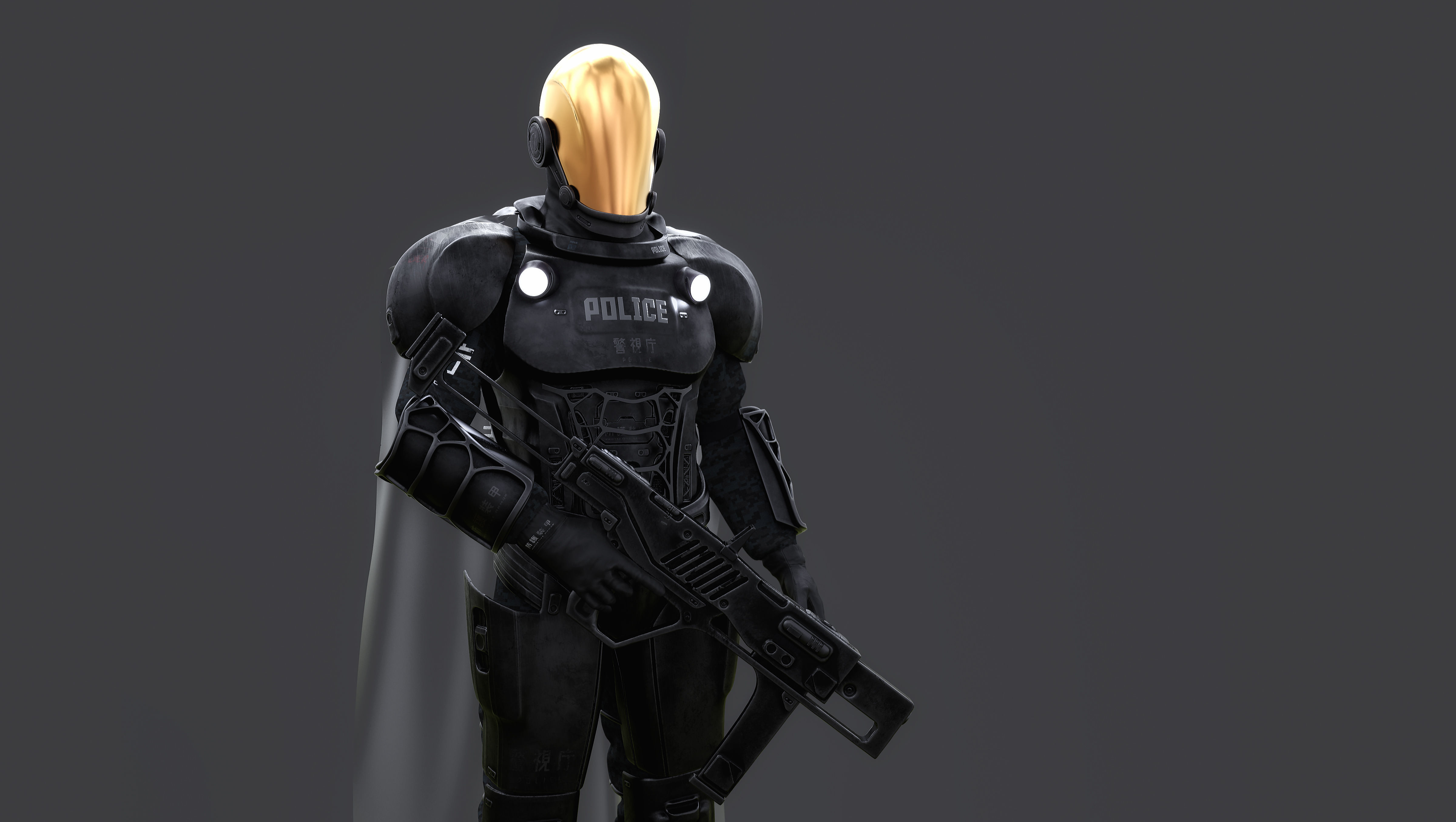 Futuristic Cyberpunk Police Enforcer 3D model_3