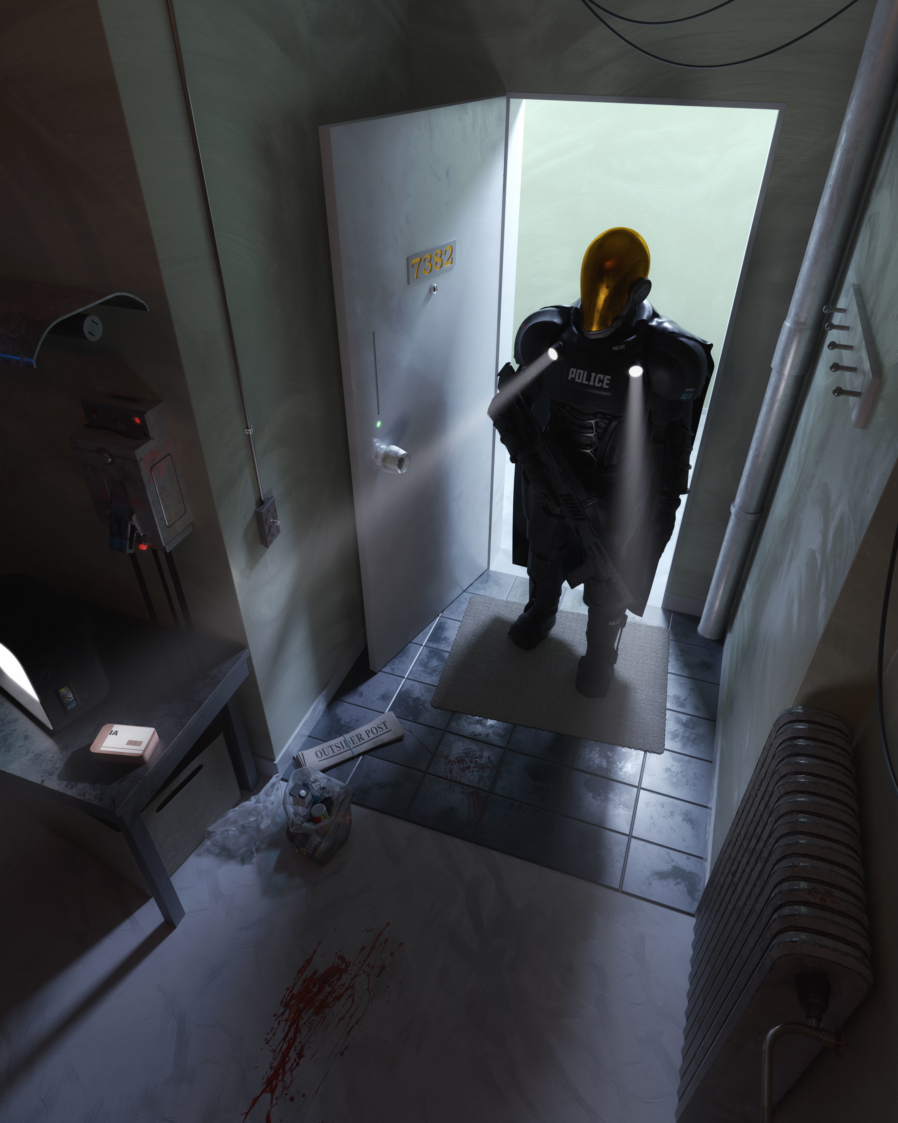 Futuristic Cyberpunk Police Enforcer 3D model_7