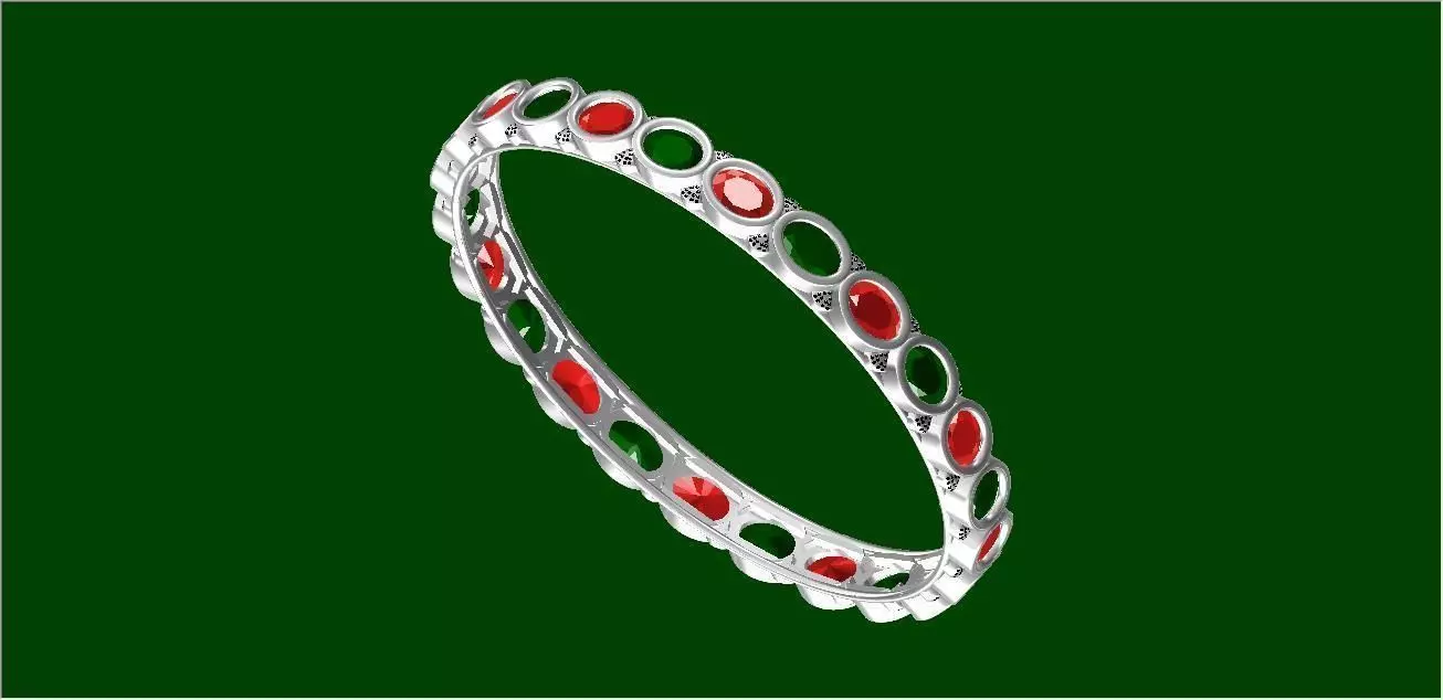 bangle sterling silver with stones Free 3D model_0