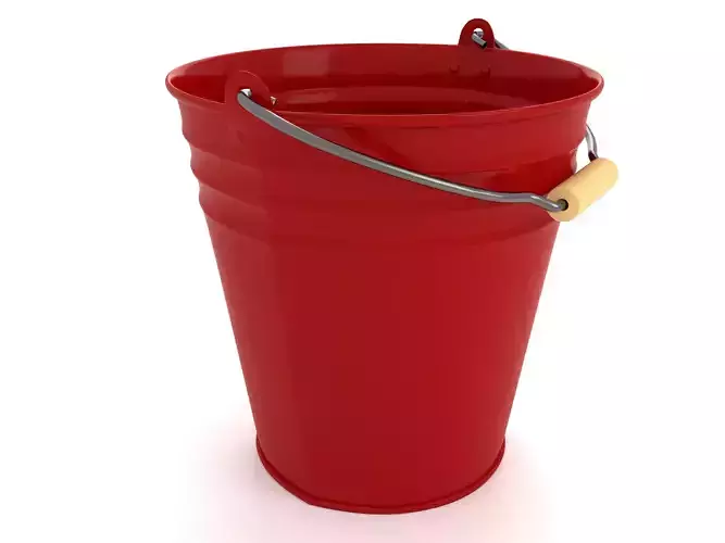 Red metal bucketsocker  plant pot