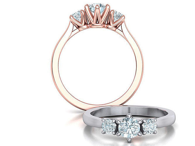 Three Stone Engagement ring printable 3dmodel 3D print model