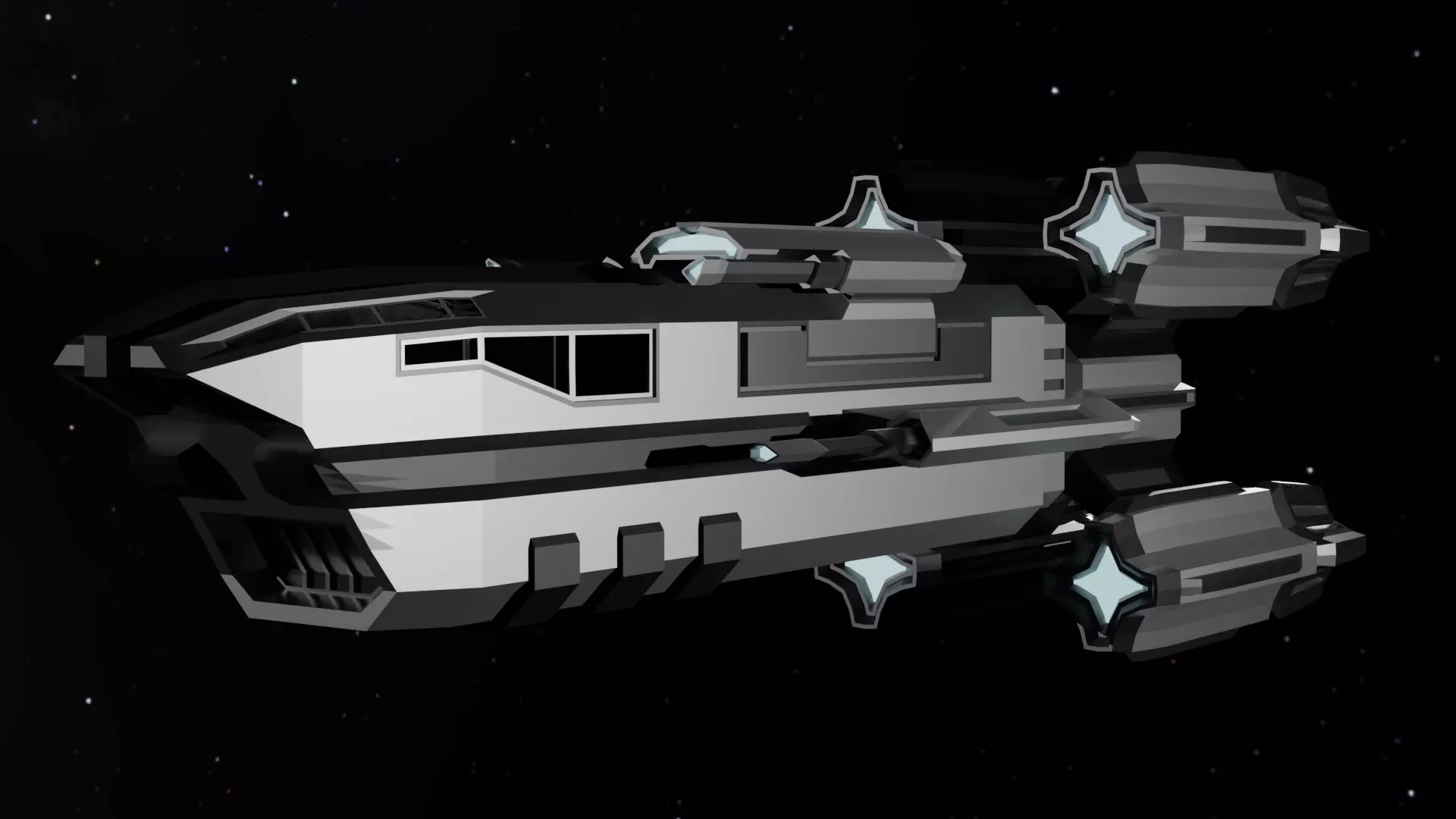 Starship spaceship Low-poly 3D model