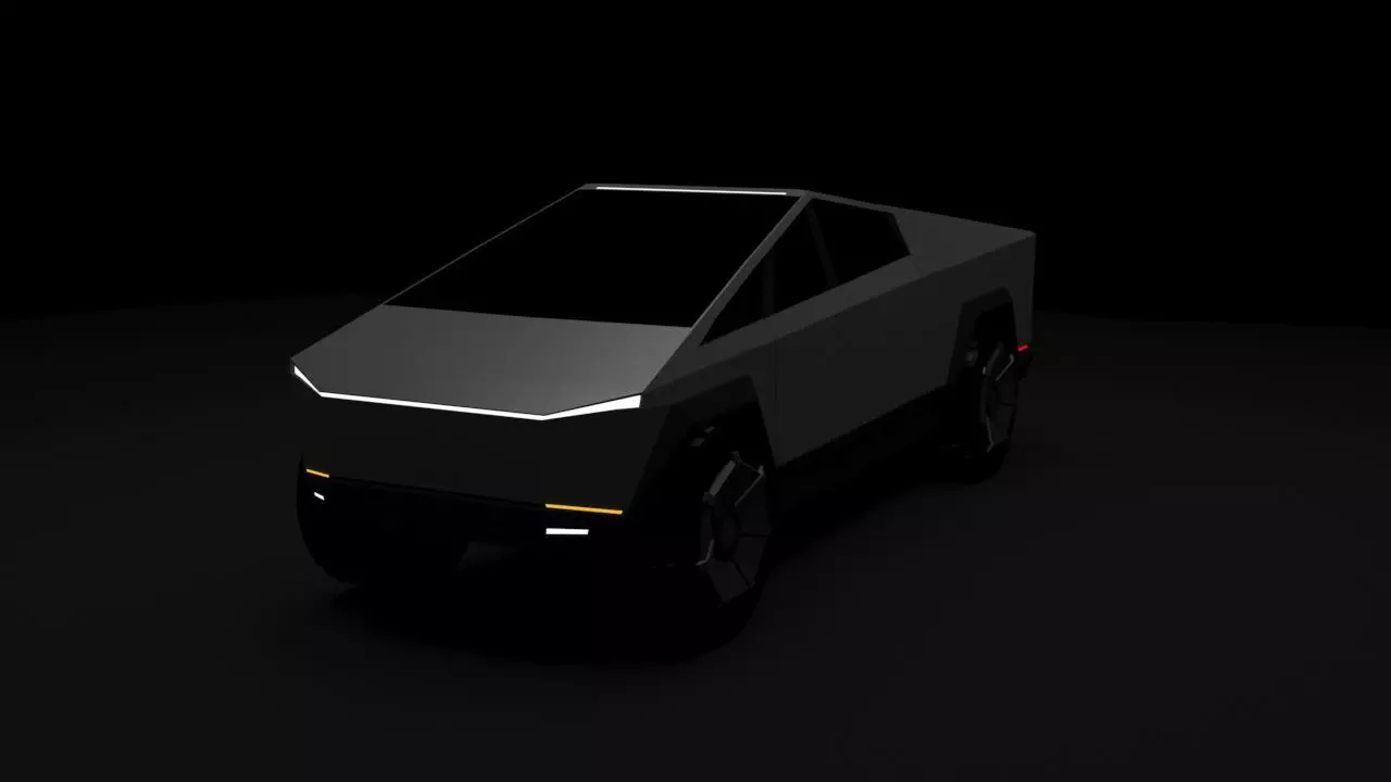 CyberTruck futuristic vehicle Low-poly 3D model_0