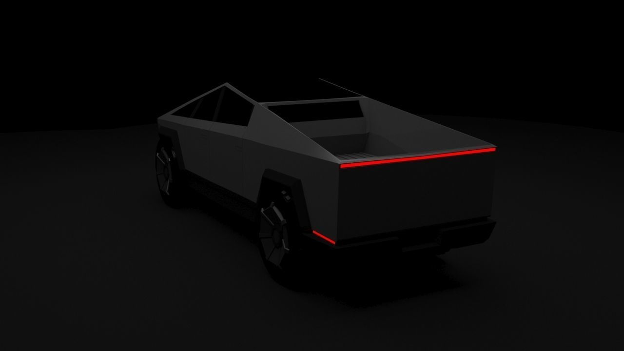 CyberTruck futuristic vehicle Low-poly 3D model_2