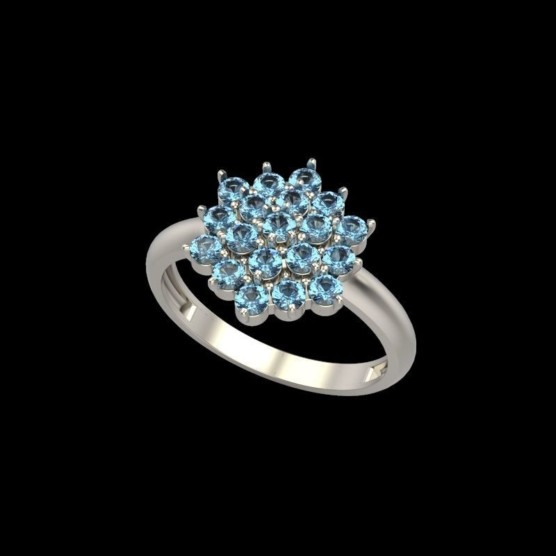 Women ring with gems 3dm stl 3D print model_9