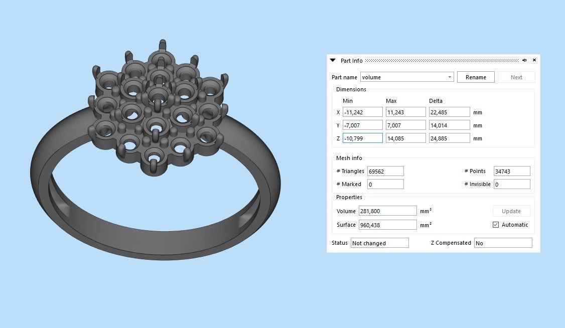 Women ring with gems 3dm stl 3D print model_20
