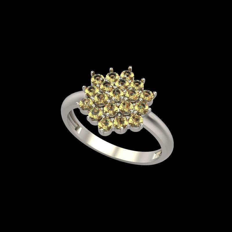 Women ring with gems 3dm stl 3D print model_11