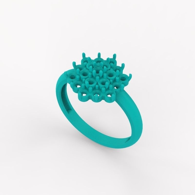 Women ring with gems 3dm stl 3D print model_18