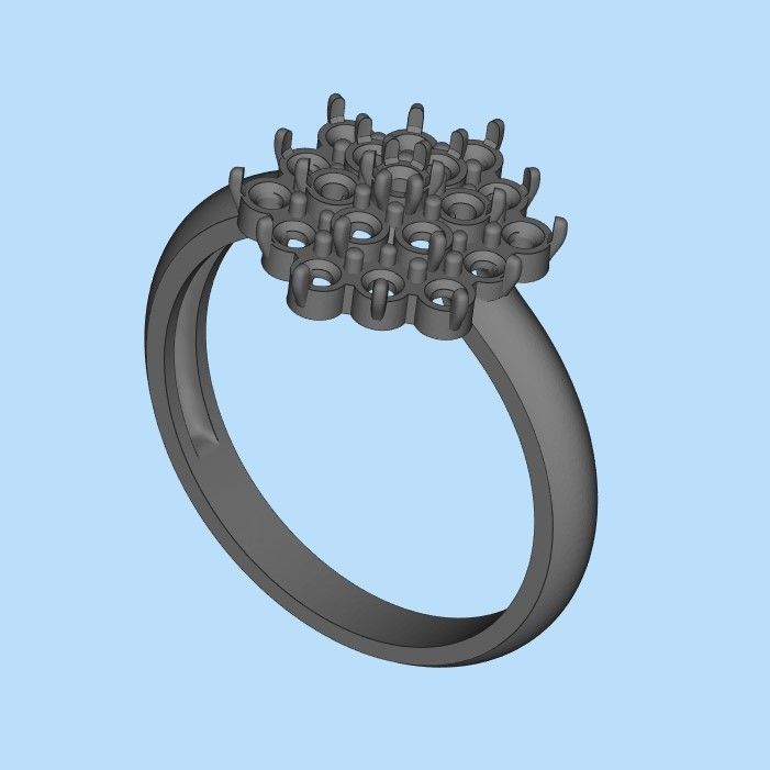 Women ring with gems 3dm stl 3D print model_27