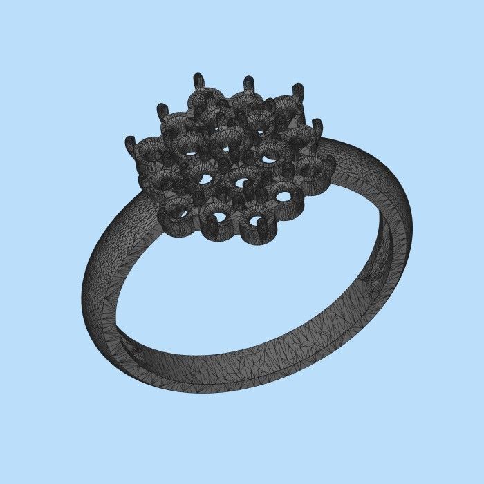 Women ring with gems 3dm stl 3D print model_23