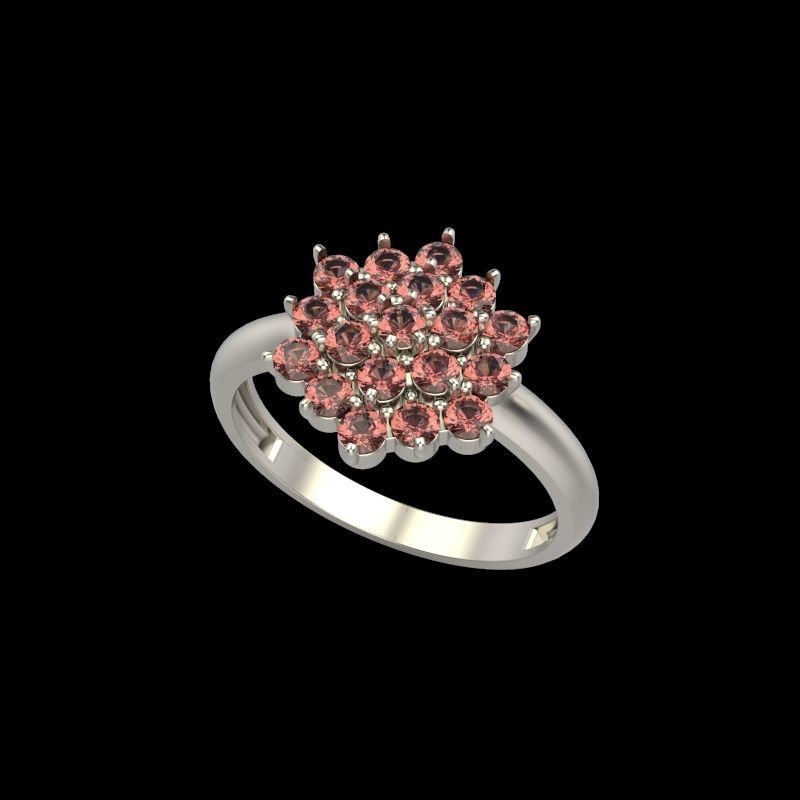 Women ring with gems 3dm stl 3D print model_10