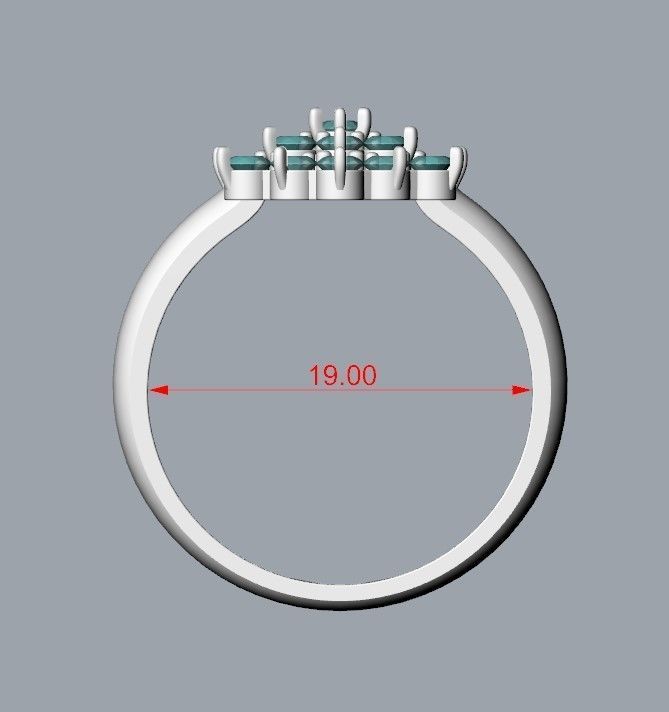 Women ring with gems 3dm stl 3D print model_21