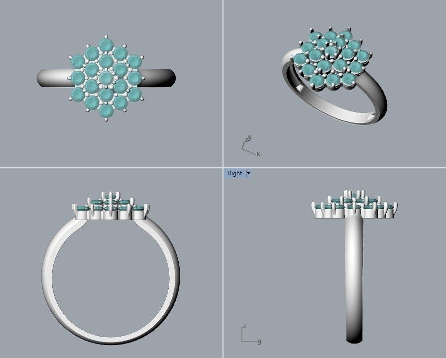 Women ring with gems 3dm stl 3D print model_19