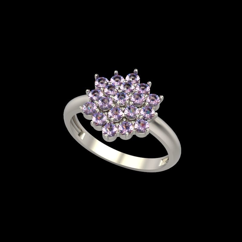 Women ring with gems 3dm stl 3D print model_7