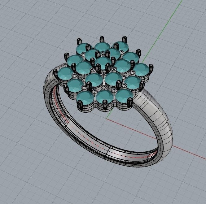Women ring with gems 3dm stl 3D print model_22