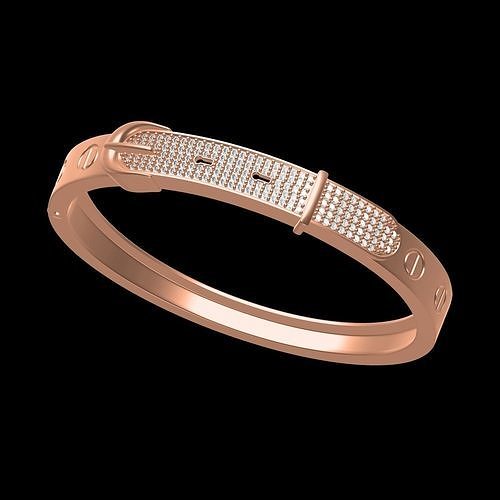 bracelet rose gold bangle with diamonds 3D print model