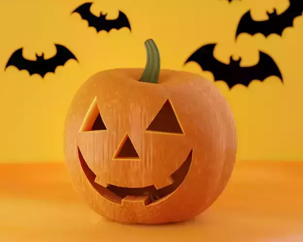 Lighted Halloween Pumpkin with Bats
