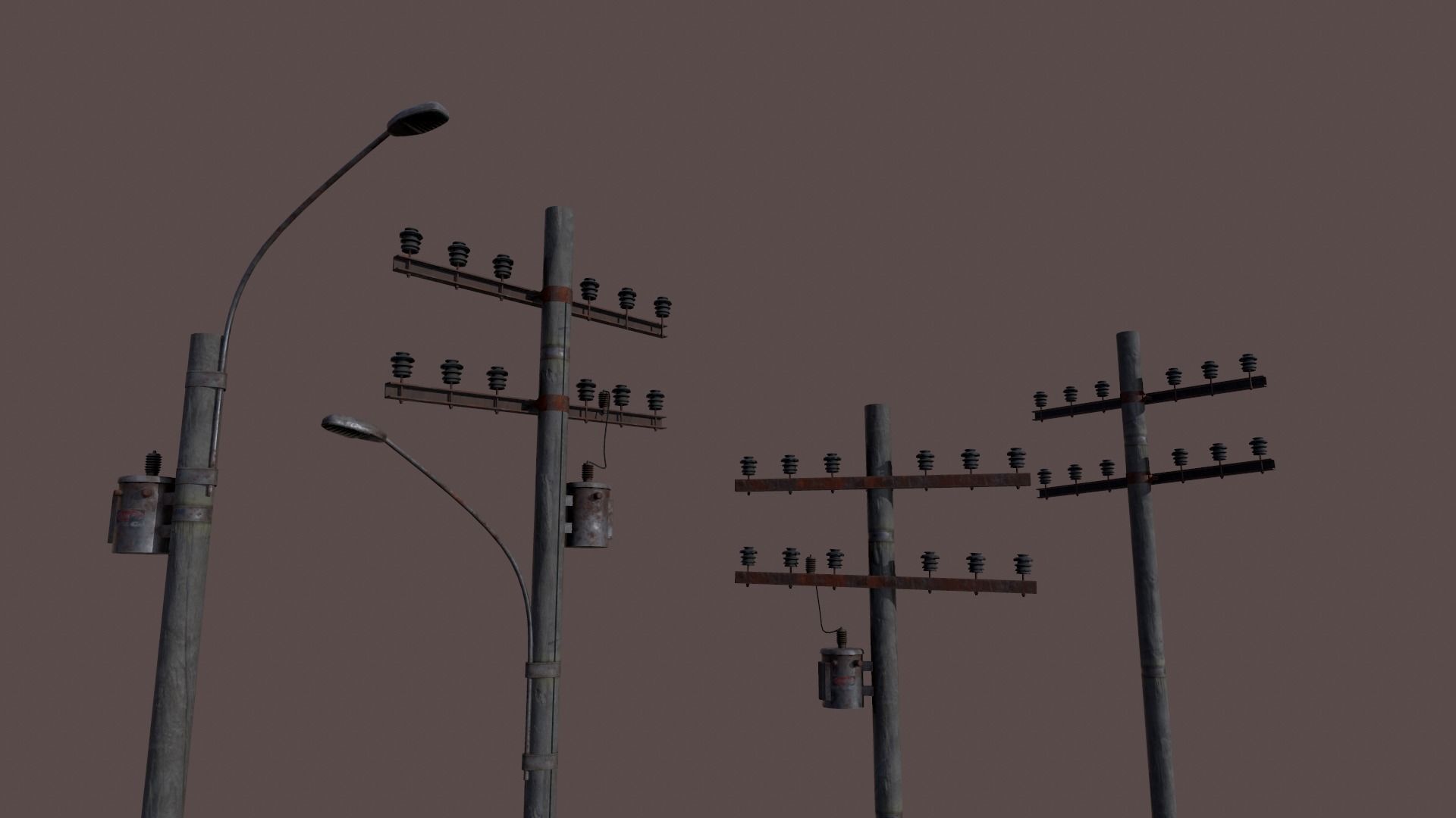 Electric Pole Low-poly 3D model_2