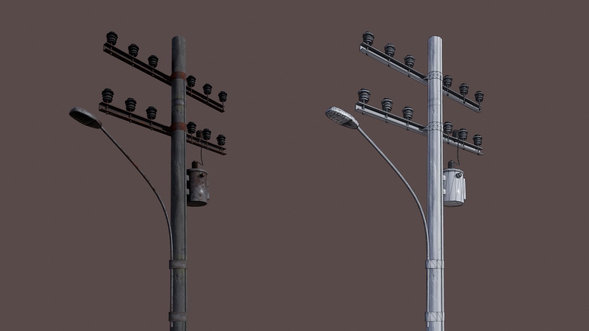 Electric Pole Low-poly 3D model_4