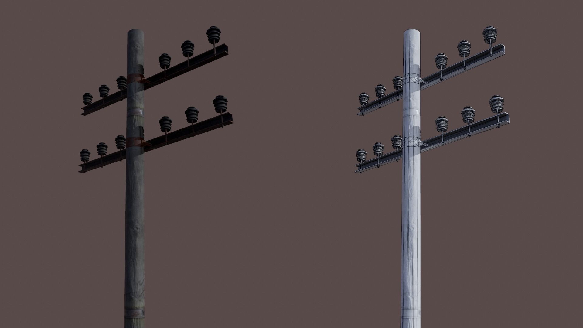 Electric Pole Low-poly 3D model_6