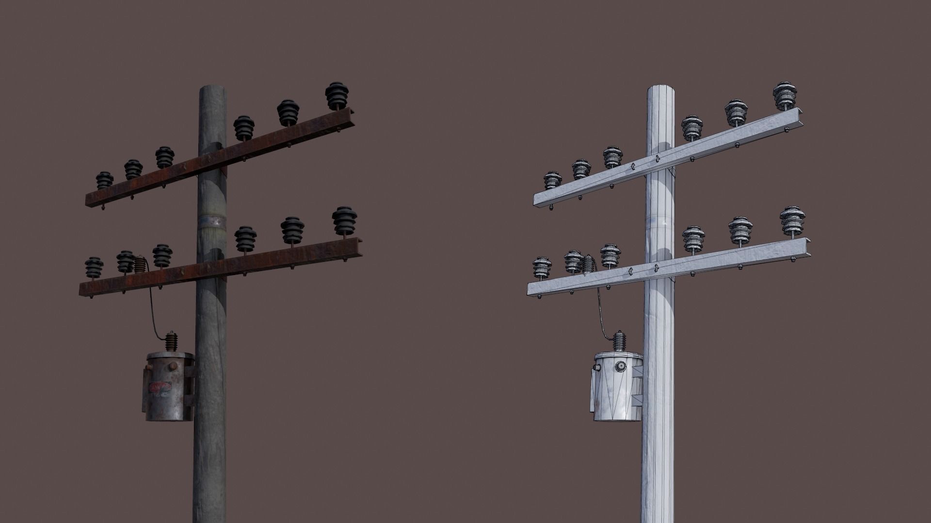 Electric Pole Low-poly 3D model_5