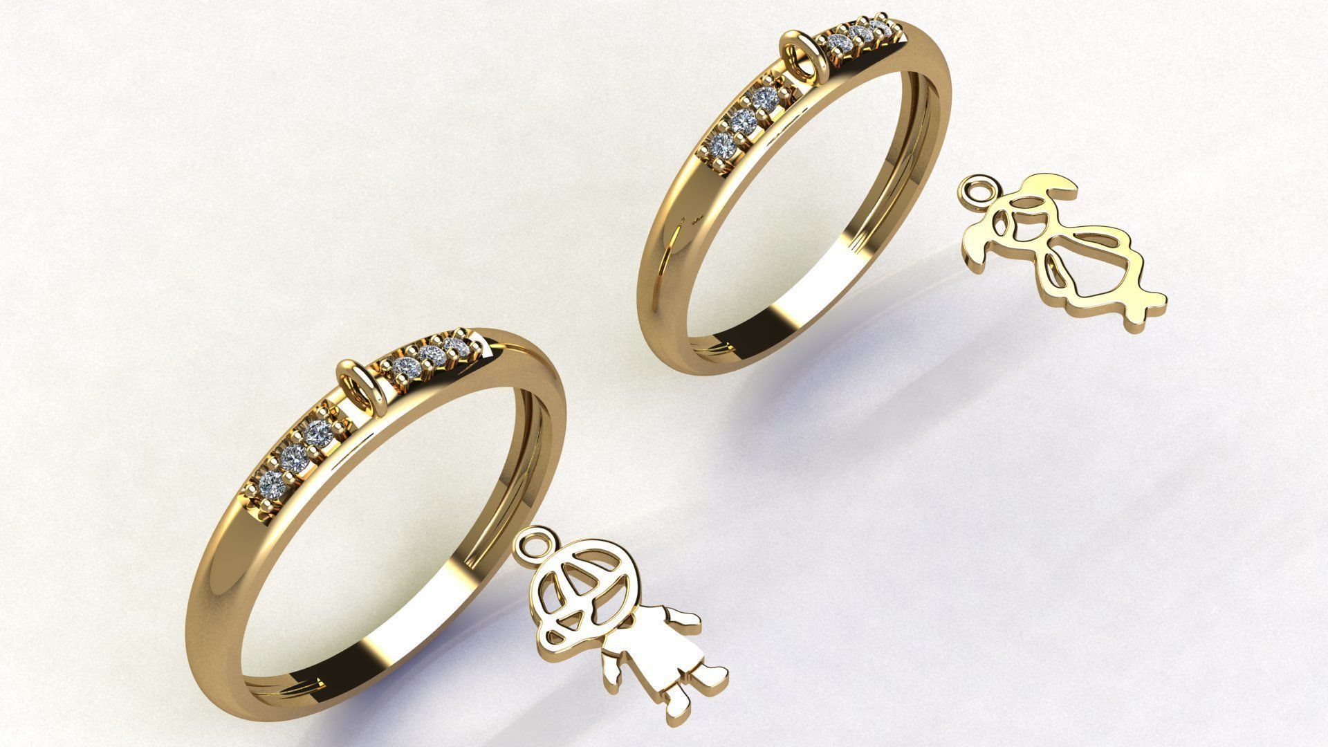 Boy and Girl Diamond Ring 3d model 3D print model_5