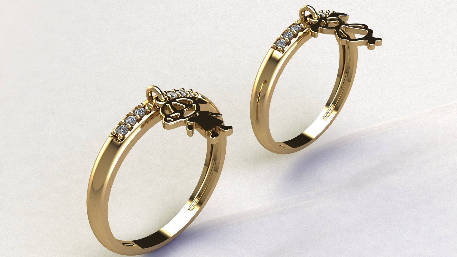 Boy and Girl Diamond Ring 3d model 3D print model_3