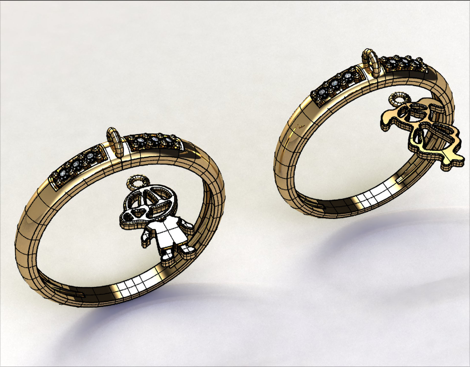 Boy and Girl Diamond Ring 3d model 3D print model_8