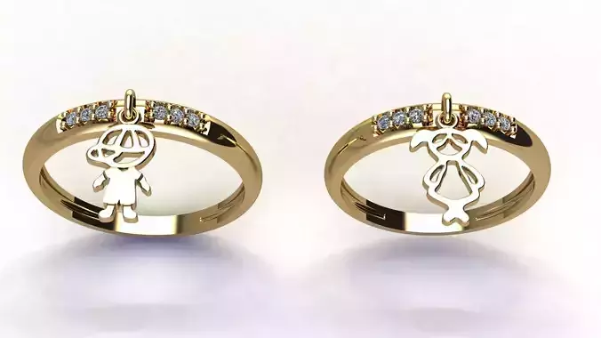 Boy and Girl Diamond Ring 3d model 3D print model
