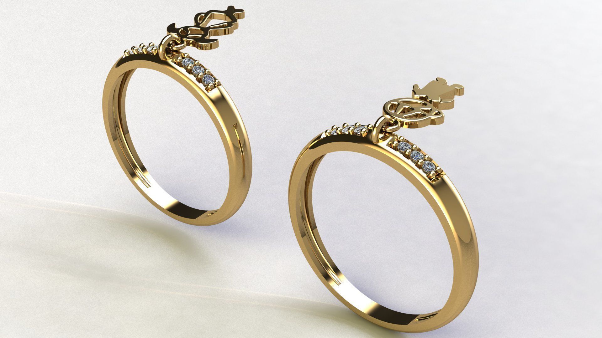 Boy and Girl Diamond Ring 3d model 3D print model_4