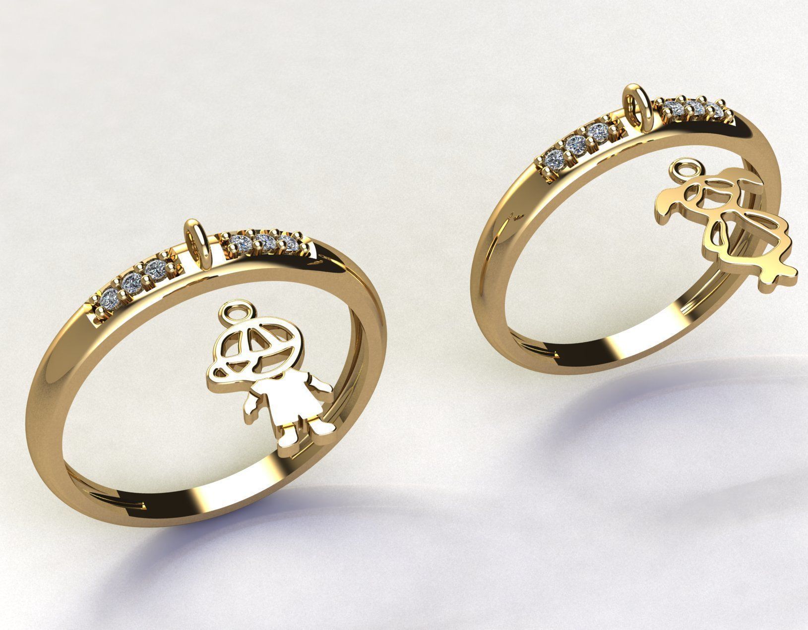 Boy and Girl Diamond Ring 3d model 3D print model_10