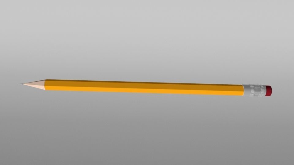 Low Poly Pencil Obj model Low-poly 3D model_1