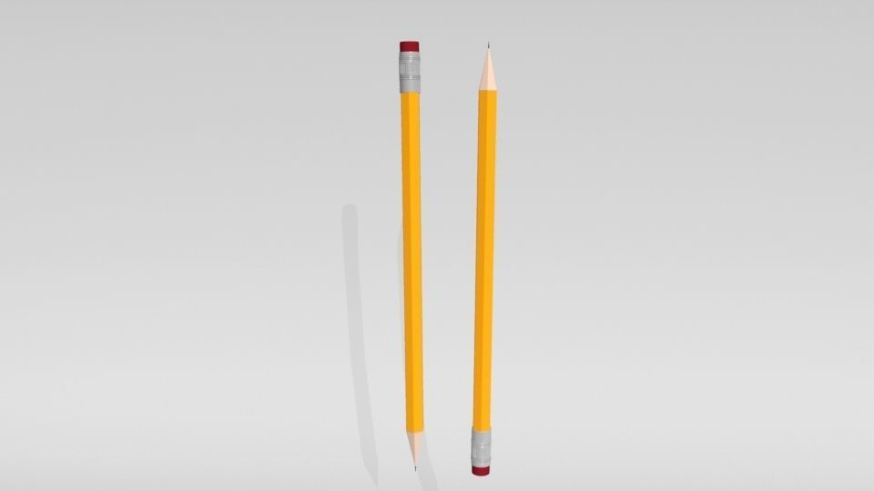 Low Poly Pencil Obj model Low-poly 3D model_2