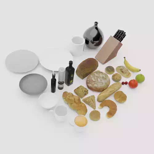 Realistic food and kitchen equipment