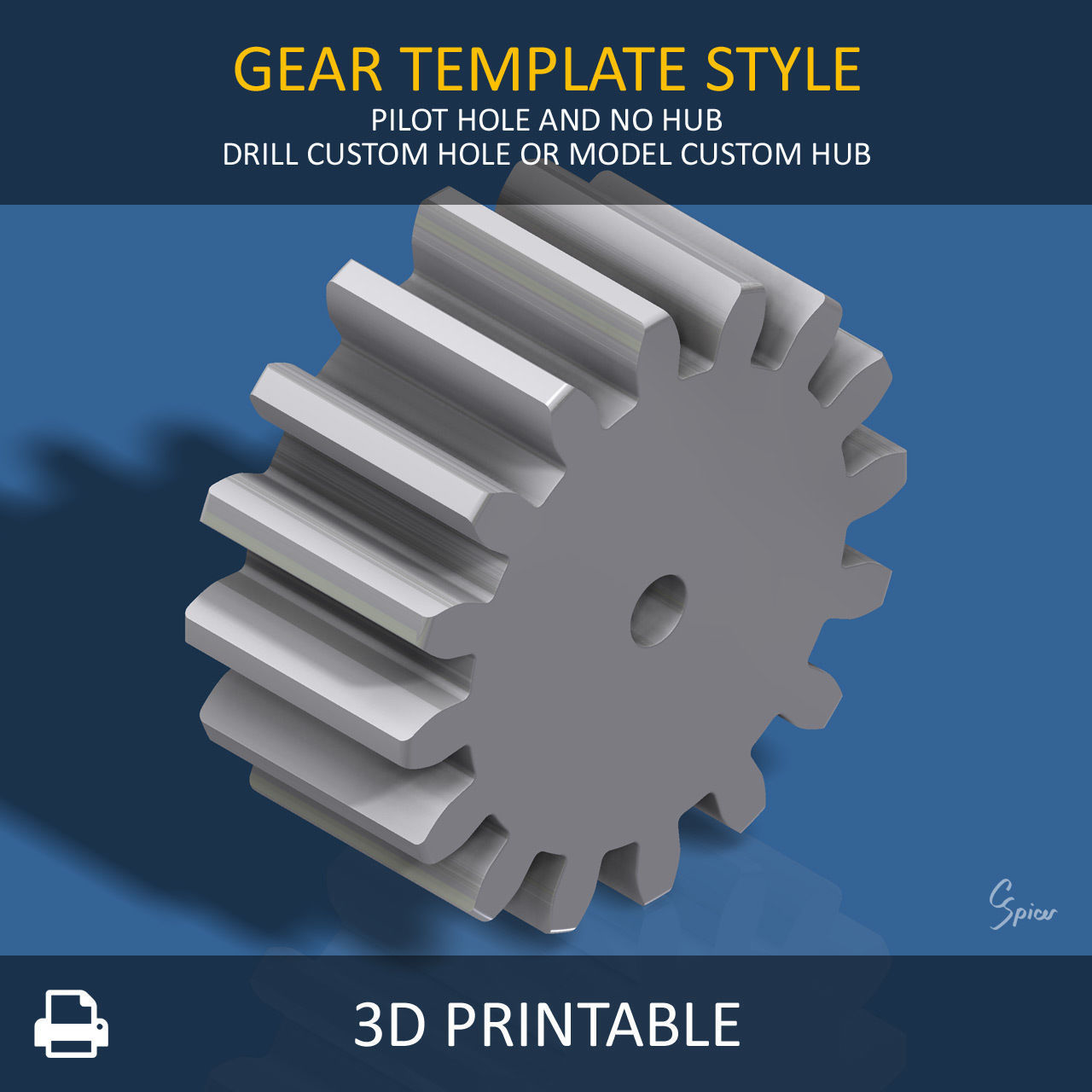 16-Tooth Spur Gear Free 3D print model_8