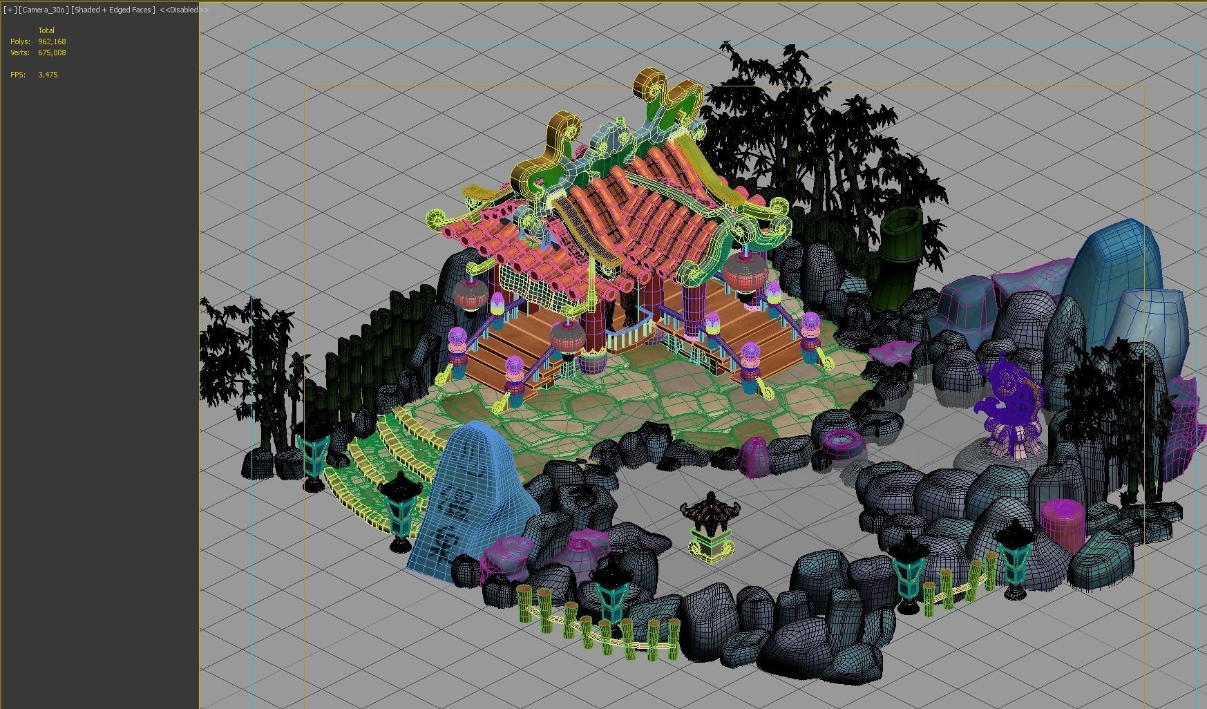 Park rockery 3D model_2