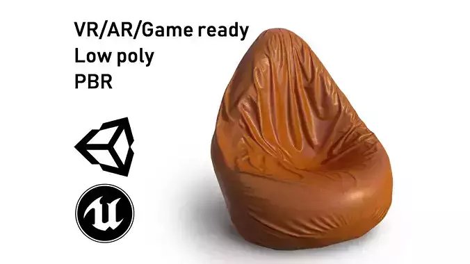 Bean Bag Chair Low Poly model with PBR matkit