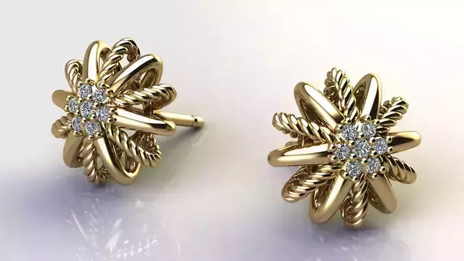 Starburst Earring with Diamonds size 10 mm