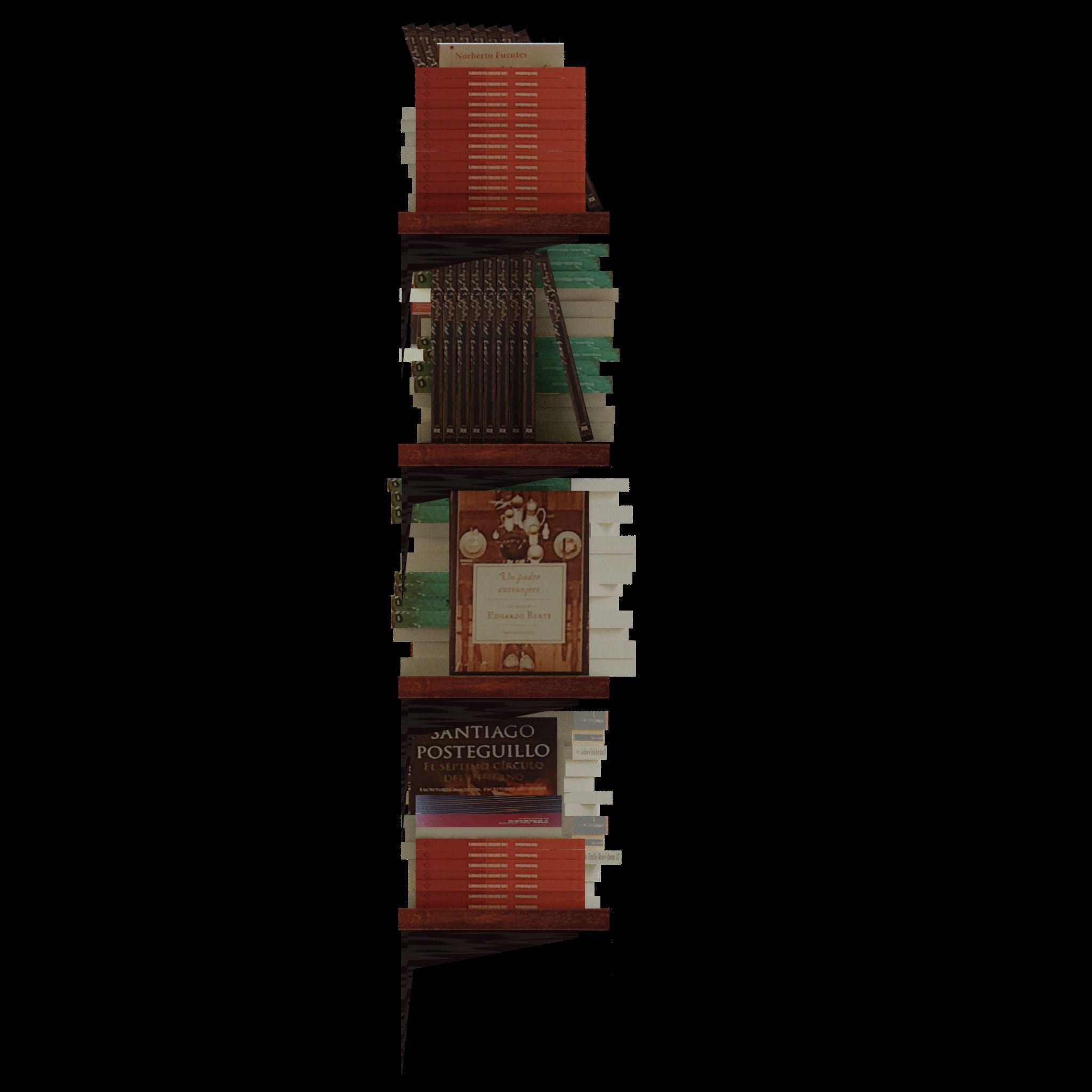 Bookshelf stack of books on shelf Low-poly 3D model_1