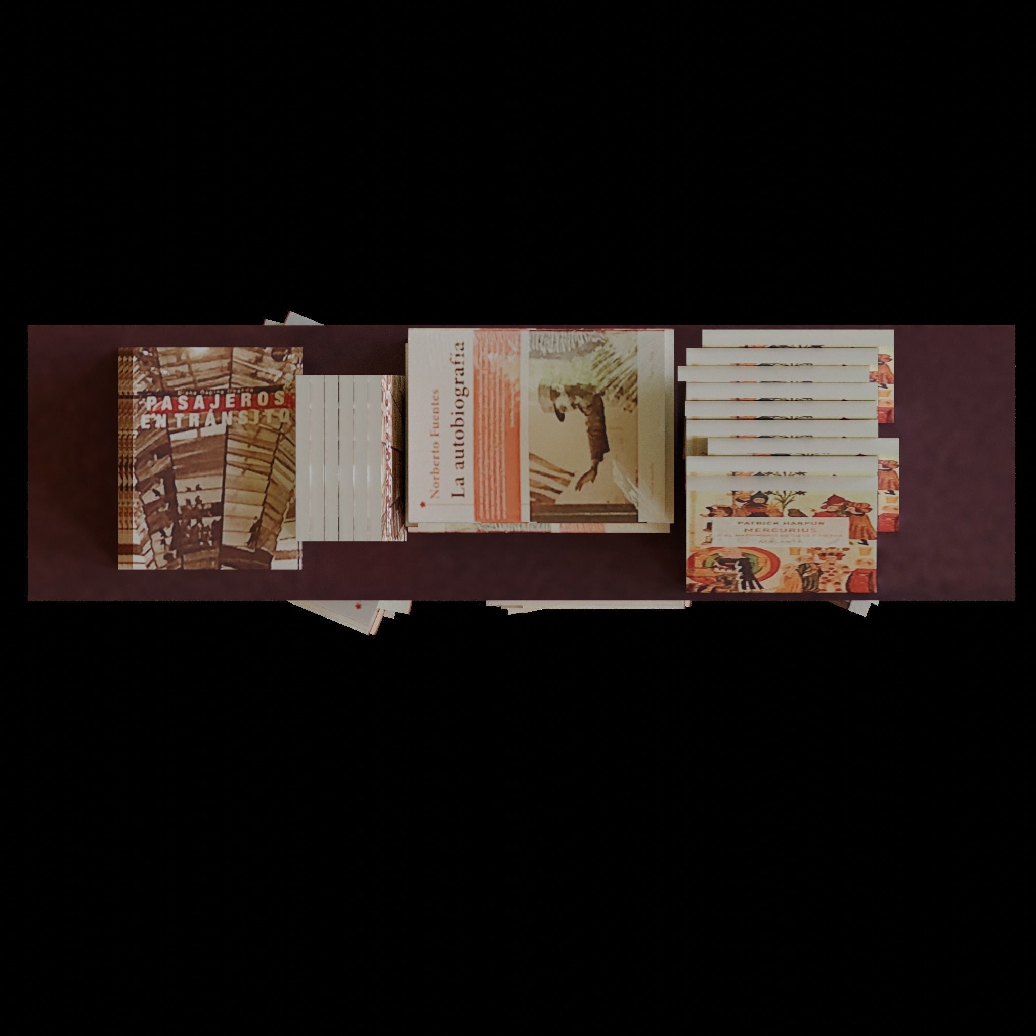 Bookshelf stack of books on shelf Low-poly 3D model_2