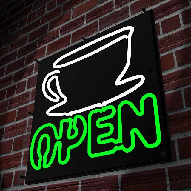 Neon Coffee Sign 3D model_0