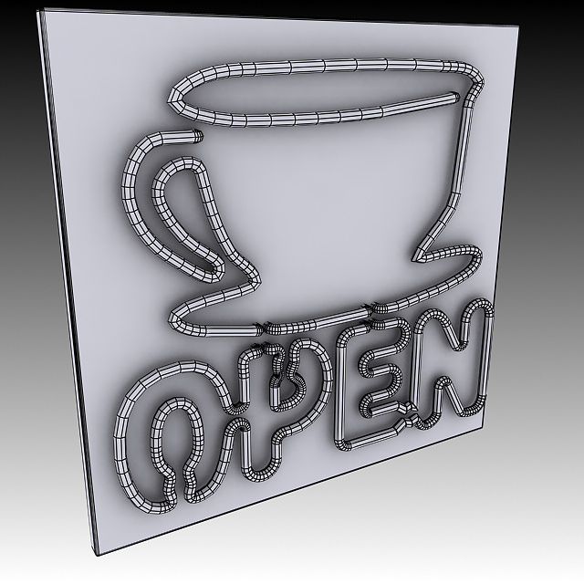 Neon Coffee Sign 3D model_1
