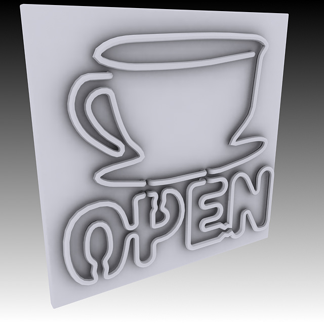 Neon Coffee Sign 3D model_2