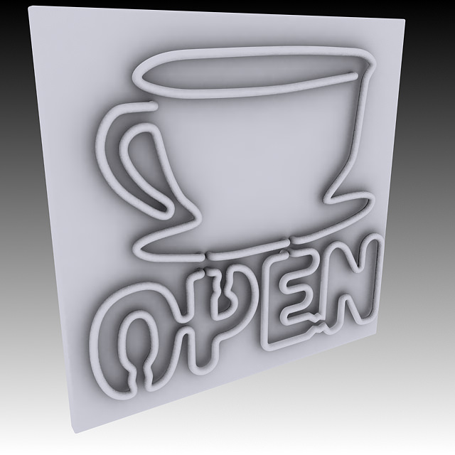 Neon Coffee Sign 3D model_3