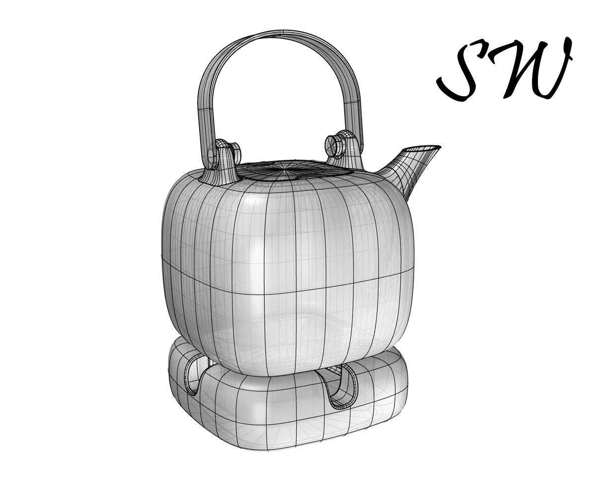 White Porcelain Teapot 3D model 3D print model_9